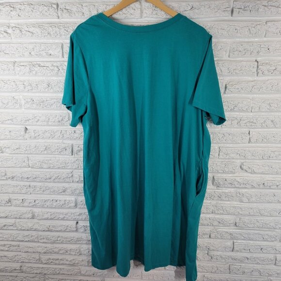 Woman Within Womens Dress 2X 26 28 Plus Short Sleeve Green Blue Pockets GRE3E - Picture 6 of 10